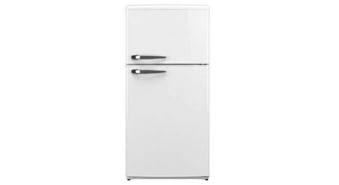 Isolated vintage fridge for storing food, appliance for home use, freezer storage unit