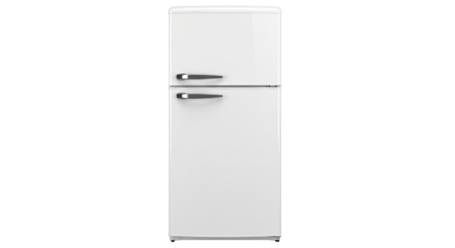 Isolated vintage fridge for storing food, appliance for home use, freezer storage unit