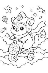 Sugar Glider Donut Scooter Coloring