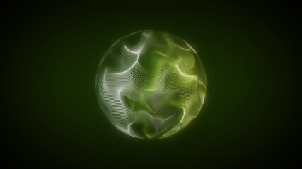 Lime green color shimmering energy sphere with glowing wavy lines and magic plasma sci-fi loop able futuristic orb and voice control animation  - Powered by Adobe