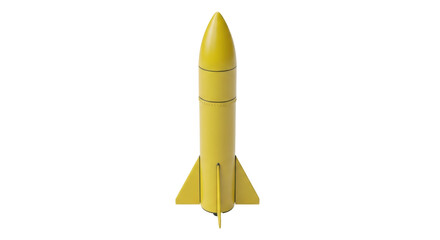 Isolated missile model, yellow, rocket, design for flight, aviation or travel, modern style