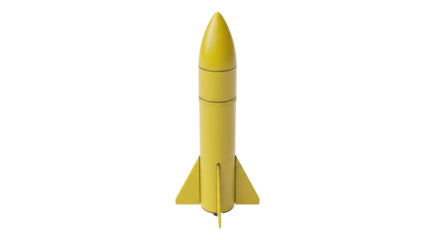 Isolated missile model, yellow, rocket, design for flight, aviation or travel, modern style