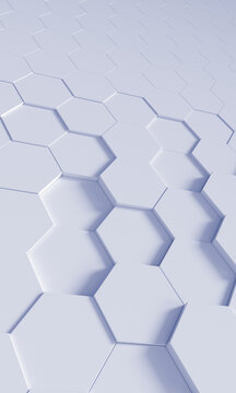 Abstract white hexagonal honeycomb background with tech pattern