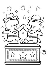 Cowboy Bear Music Box Dance coloring page