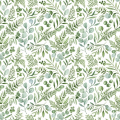 Fototapeta premium seamless floral and leaves pattern