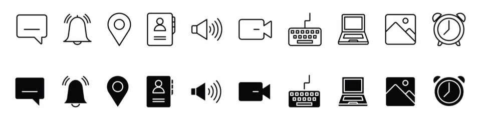 Computer and smartphone user interface icon vector. streamlined communication and productivity symbol. vector illustration.