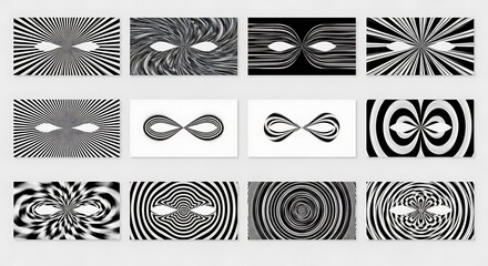 Optical Illusion - Black and White Abstract Patterns with Eye-Like Shapes.