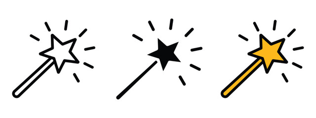 Magic wand icon vector. sense of wonder and enchantment symbol. vector illustration. © MdNurul