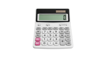 Isolated digital calculator for office or home use, calculating machine on a plain surface