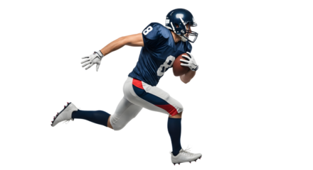 American football player running with ball in uniform isolated on white background dynamic action sports illustration gridiron football