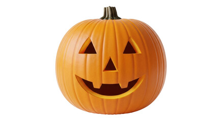 Isolated carved pumpkin jack-o'-lantern with traditional face ready for Halloween decoration