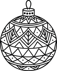 Christmas Bauble Line Art, Christmas Bauble Line Art Vector Illustration - Holiday, Winter, Festive Design