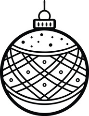 Christmas Bauble Line Art, Christmas Bauble Line Art Vector Illustration - Holiday, Winter, Festive Design