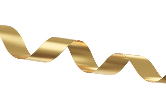 Elegant golden ribbon gracefully curves, conveying celebration, luxury, and a sense of festivity.