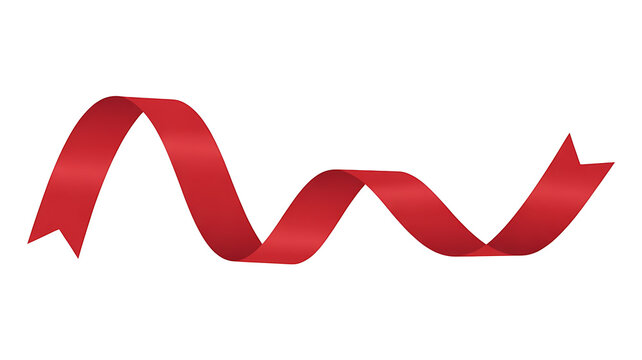 Elegant red ribbon gracefully curves, symbolizing celebration, achievement, and a sense of formal occasion.