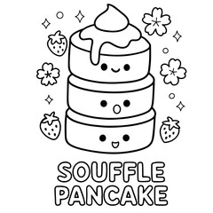 Cute Soufflé Pancake Dessert Art coloring page