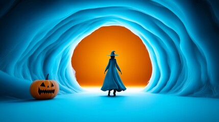 Obraz premium Enchanting Halloween Portal with Floating Energy and Textured Skull Elements