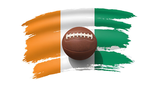 Waving flag of C�te d'Ivoire with a football, blending sport and national identity.