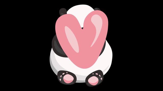 Motion video with a panda and emotions. Animation with an animal in vector graphics.