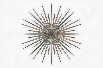 Fototapeta premium Abstract burst of metallic spikes radiates outward, creating a dynamic, star-like form.