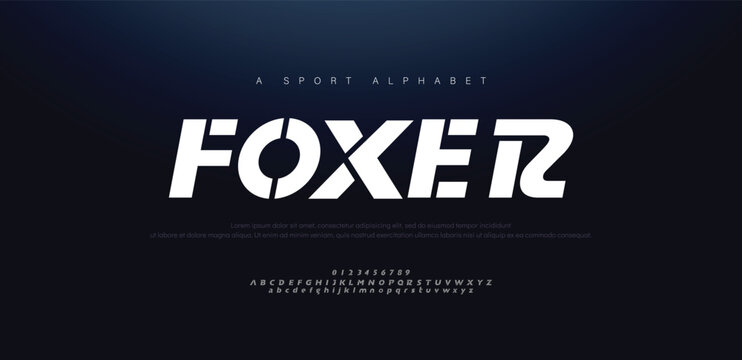 Bold Sporty Font with Sharp Edges and Strong Style, Perfect for Sports League Headlines, Poster and Title with Champion Theme, Team Jersey and T-short letters and numbers. Vector typeset.

