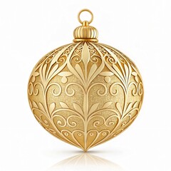 Fototapeta premium Golden Christmas ornament ball with pattern design
