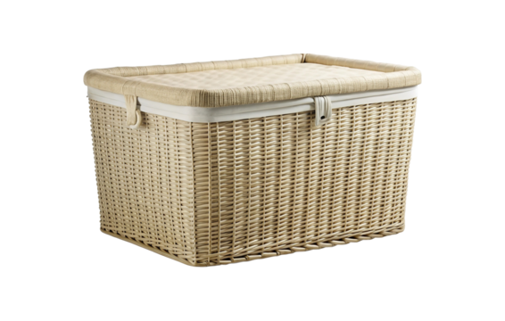 Woven laundry hamper with lid for clothes storage and organization