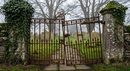 Eerie Cemetery Gate - A Glimpse into the Past.