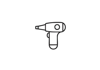 Sleek hair dryer line art for modern beauty designs, fashion layouts, and minimalist spa branding, perfect for wellness blogs and salon marketing materials