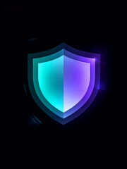 blue shield on black background