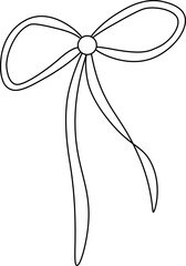 bow and ribbon Isolated. Vector graphic line illustration. for Christmas gifts, Valentine's Day, birthday, Valentine's Day Use for cosmetic package, shop, store, spa salon, wellness program, skin.