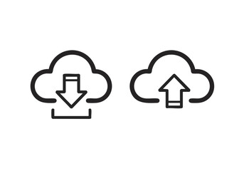 Fototapeta premium Easily download and upload your data with these modern cloud icons, perfect for websites, apps, and presentations needing a clean, professional look