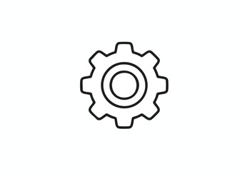 Obraz premium Simple gear wheel graphic for engineering, manufacturing or technology designs, offering a clean, minimalist style for your next project