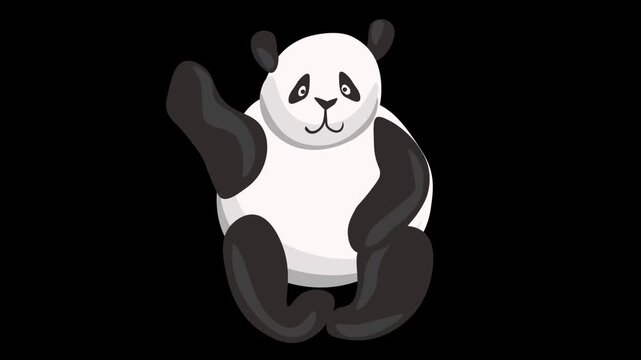 Motion video with a panda and emotions. Animation with an animal in vector graphics.