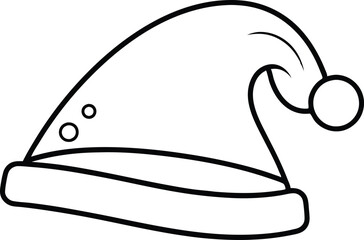Christmas Hat Line Art, Santa Hat Outline Vector, Minimalist Holiday Design.