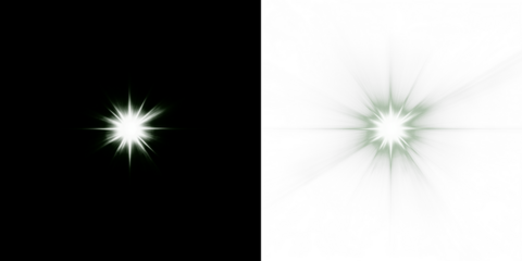 Bright starburst overlay on contrasting black and white backgrounds, creating a dynamic visual effect for creative projects and design applications with copy space