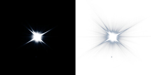 Naklejka premium Bright starburst effect overlay on contrasting black and white backgrounds, creating dynamic visual impact for design projects and enhancing creative compositions