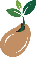 Seed Sprouting Illustration – Eco Growth Logo Symbolizing Nature, Sustainability, and Organic Development. Resize and Editable, EPS 10.