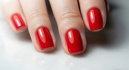 Elegant Red Manicure - A Close-Up of Polished Nails.