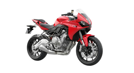 Isolated red motorcycle with large engine ready to race with speed and precision ride safe