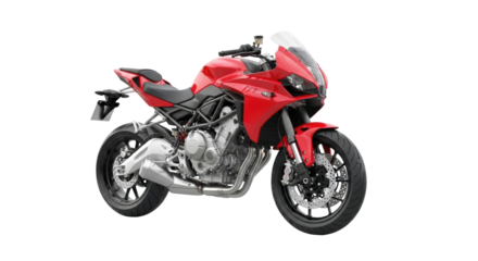 Isolated red motorcycle with large engine ready to race with speed and precision ride safe