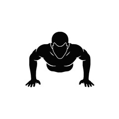 Push up Silhouette Strong Man Exercising for Fitness and Health