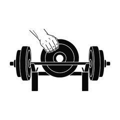 Weightlifting Workout Hand Placing Weight Plate on Barbell for Strength Training