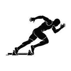Silhouette of a Runner Starting a Race Athleticism Competition and Determination