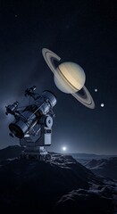 Saturns Rings - A Celestial View Through a Telescope.