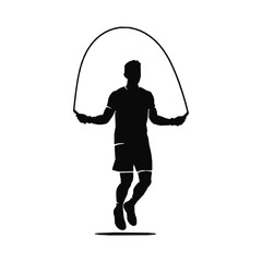 Athlete Silhouette Man Jumping Rope for Fitness and Cardio Workout