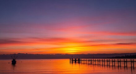 Sunset Serenity - A Tranquil Evening Over the Water.