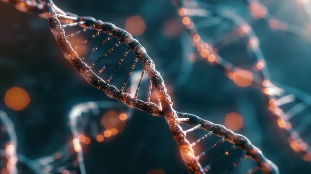 Video A detailed view of two complementary DNA strands together, often found in molecular biology research and scientific experiments