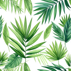 Obraz premium Lush green foliage pattern on black background, featuring varying leaf shapes and textures