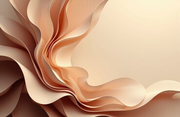 Obraz premium Soft beige and brown abstract paper-like shapes creating a flowing, layered design with smooth curves and a neutral background